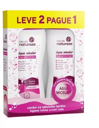 CIA DA NATUREZA SABONETE INTIMO CREMOSO AGUA MICELAR 210ML (KIT C/2 UNID)