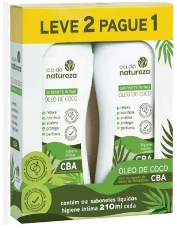 CIA DA NATUREZA SABONETE INTIMO OLEO DE COCO 210ML (KIT C/2 UNID)