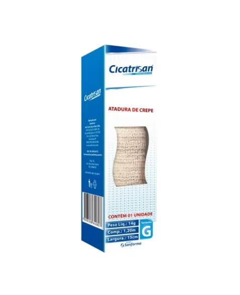 SANFARMA CICATRISAN ATADURA DE CREPE 7 G - TAMANHO P (COMPRIMENTO 1,20 M X LARGURA 8 CM)