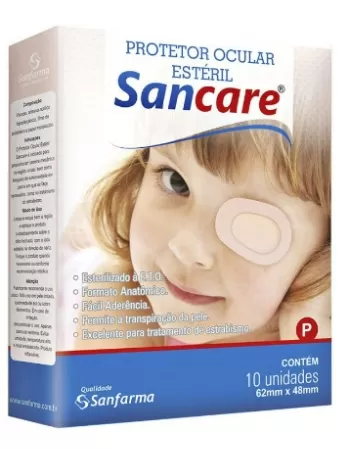 SANFARMA SANCARE PROTETOR OCULAR ESTERIL INFANTIL COLORIDO TAMANHO P (66 X48 MM) COM 12 UNIDADES