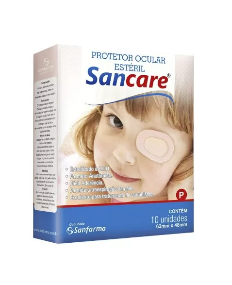 SANFARMA SANCARE PROTETOR OCULAR ESTERIL INFANTIL COLORIDO TAMANHO P (66 X48 MM) COM 12 UNIDADES