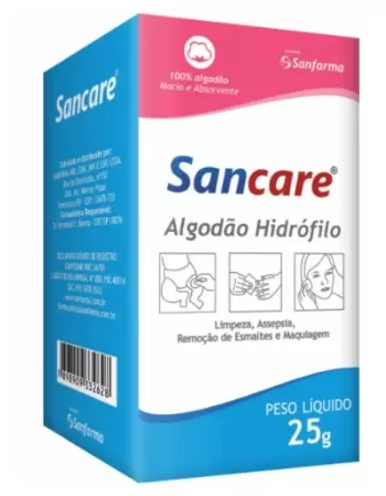 SANFARMA SANCARE ALGODAO HIDRÓFILO 100% ALGODÃO 25 G