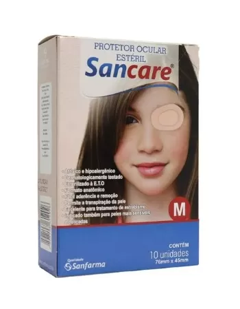 SANFARMA SANCARE PROTETOR OCULAR ESTERIL TAMANHO M (76 X 45 MM) COM 10 UNIDADES