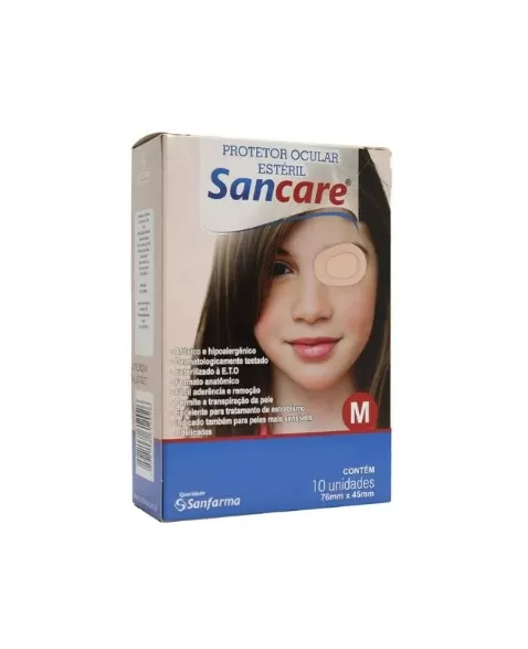 SANFARMA SANCARE PROTETOR OCULAR ESTERIL TAMANHO M (76 X 45 MM) COM 10 UNIDADES