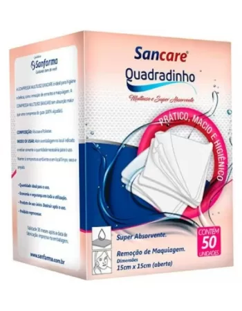 SANFARMA SANCARE QUADRADINHO MULTIUSO (15 X 15 CM ABERTO) COM 50 UNIDADES