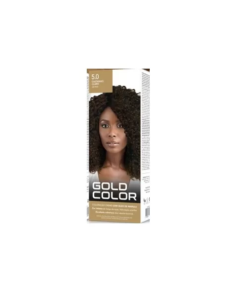 GOLD COLOR KIT COLORAÇÃO EM CREME - 5.0 CASTANHO CLARO