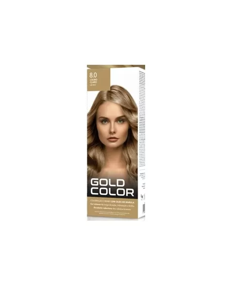 GOLD COLOR KIT COLORAÇÃO EM CREME - 8.0 LOURO CLARO