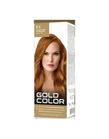 GOLD COLOR KIT COLORAÇÃO EM CREME - 8.4 LOURO CLARO ACOBREADO