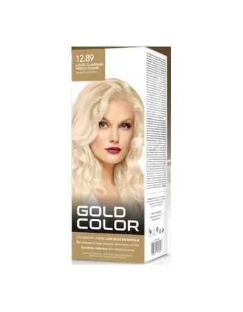 GOLD COLOR KIT COLORAÇÃO EM CREME - 12.89 LOURO CLARISSIMO PEROLA CENDRE