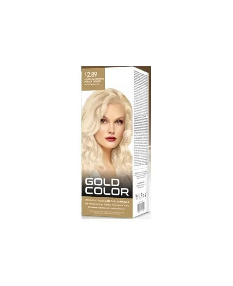 GOLD COLOR KIT COLORAÇÃO EM CREME - 12.89 LOURO CLARISSIMO PEROLA CENDRE