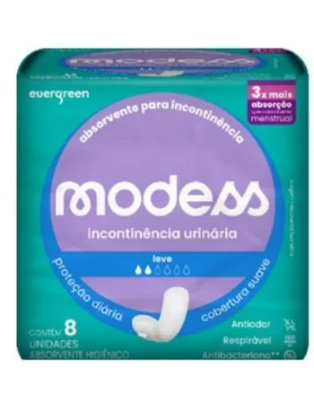 EVERGREEN MODESS ABSORVENTE PARA INCONTINENCIA LEVE S/ABAS 8 UNID