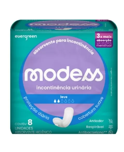 EVERGREEN MODESS ABSORVENTE PARA INCONTINENCIA LEVE S/ABAS 8 UNID