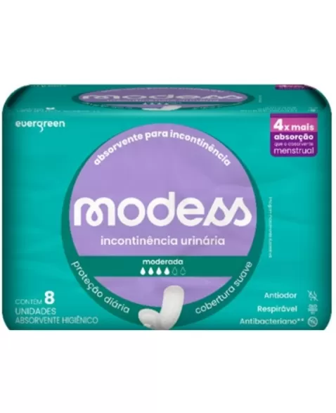 EVERGREEN MODESS ABSORVENTE PARA INCONTINENCIA MODERADA S/ABAS 8 UNID