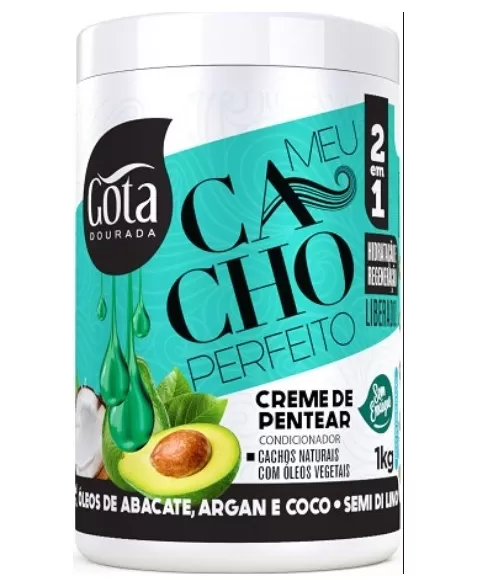 GOTA DOURADA MEU CACHO PERFEITO CR PENTEAR OLEOS DE ABACATE - ARGAN E COCO - SEMI DI LINO 1 KG