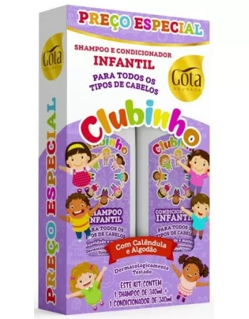 GOTA DOURADA CLUBINHO TODOS OS TIPOS KIT INFANTIL (SH+COND) 340ML