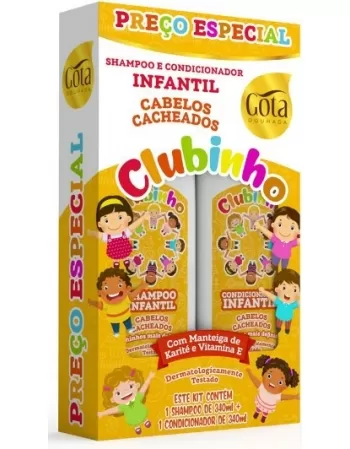 GOTA DOURADA CLUBINHO CACHEADOS KIT INFANTIL (SH+COND) 340ML