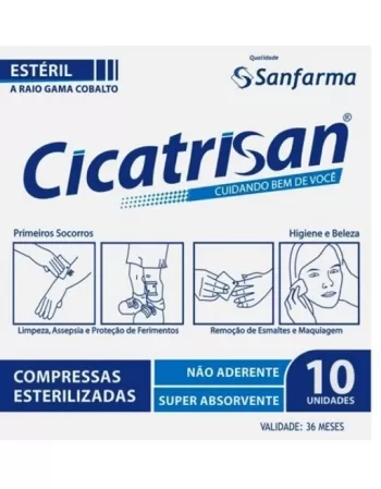 SANFARMA CICATRISAN COMPRESSA NÃO ADERENTE (15X15 CM) C/10 UNID