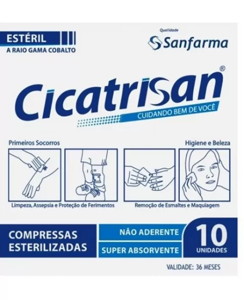 SANFARMA CICATRISAN COMPRESSA NÃO ADERENTE (15X15 CM) C/10 UNID